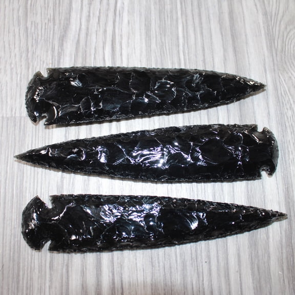 3 Obsidian Ornamental Spearheads #4462 Arrowhead
