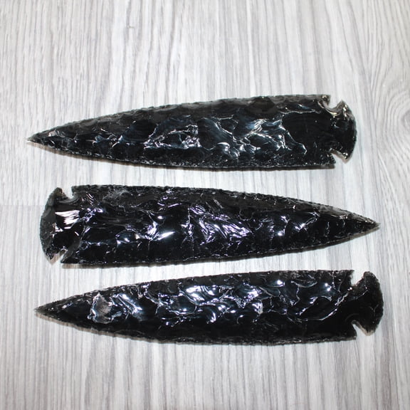 3 Obsidian Ornamental Spearheads  #5563     Arrowhead