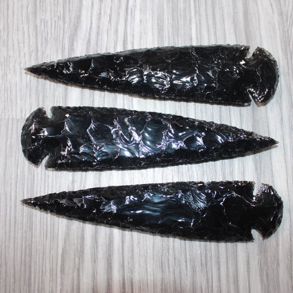 3 Obsidian Ornamental Spearheads #7462 Arrowhead
