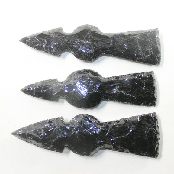 3 Obsidian Ornamental Tomahawk Heads #0842 Ax Axe Hatchet