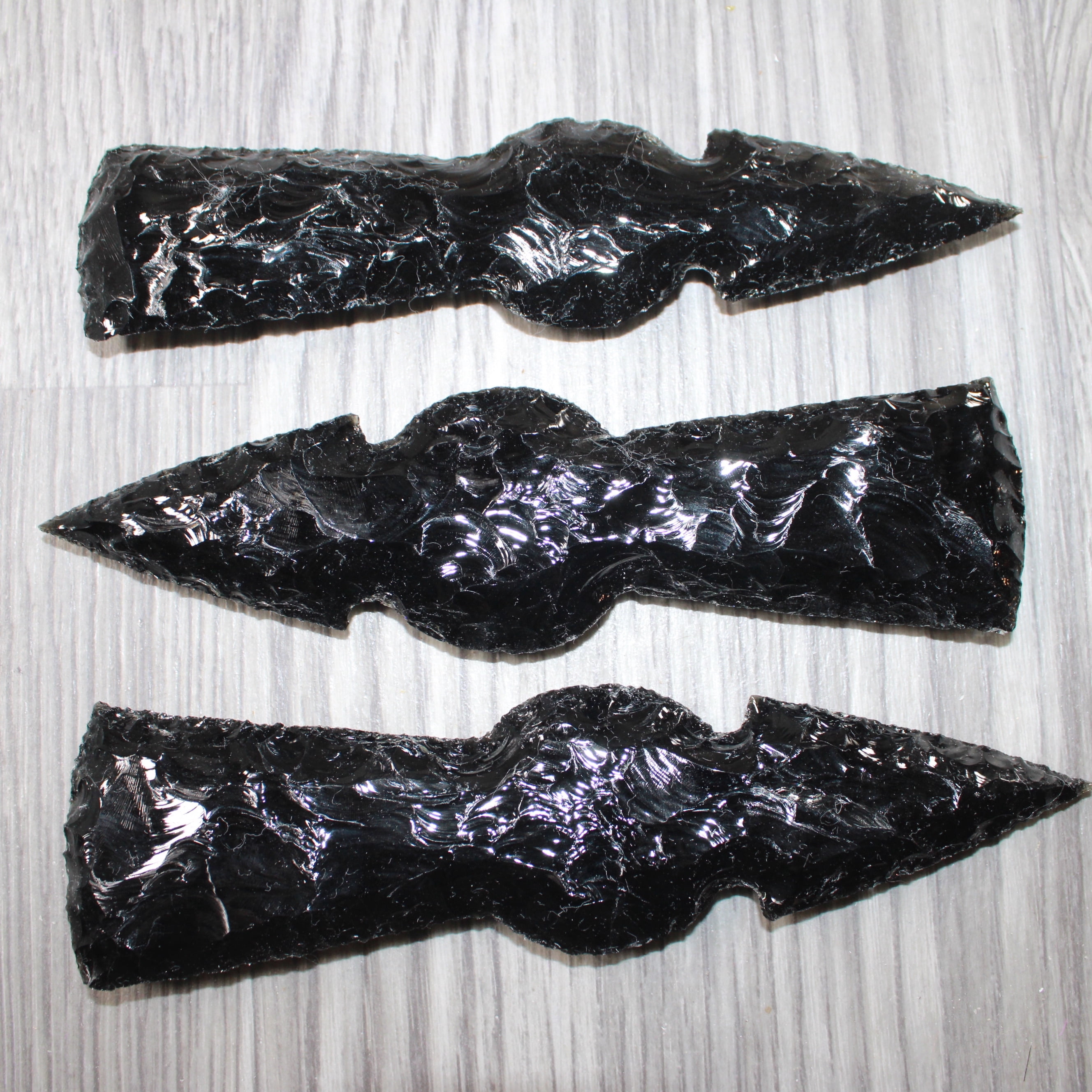3 Obsidian Ornamental Tomahawk Heads  #3463    Axe Hatchet Ax