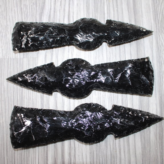 3 Obsidian Ornamental Tomahawk Heads #3463 Axe Hatchet Ax