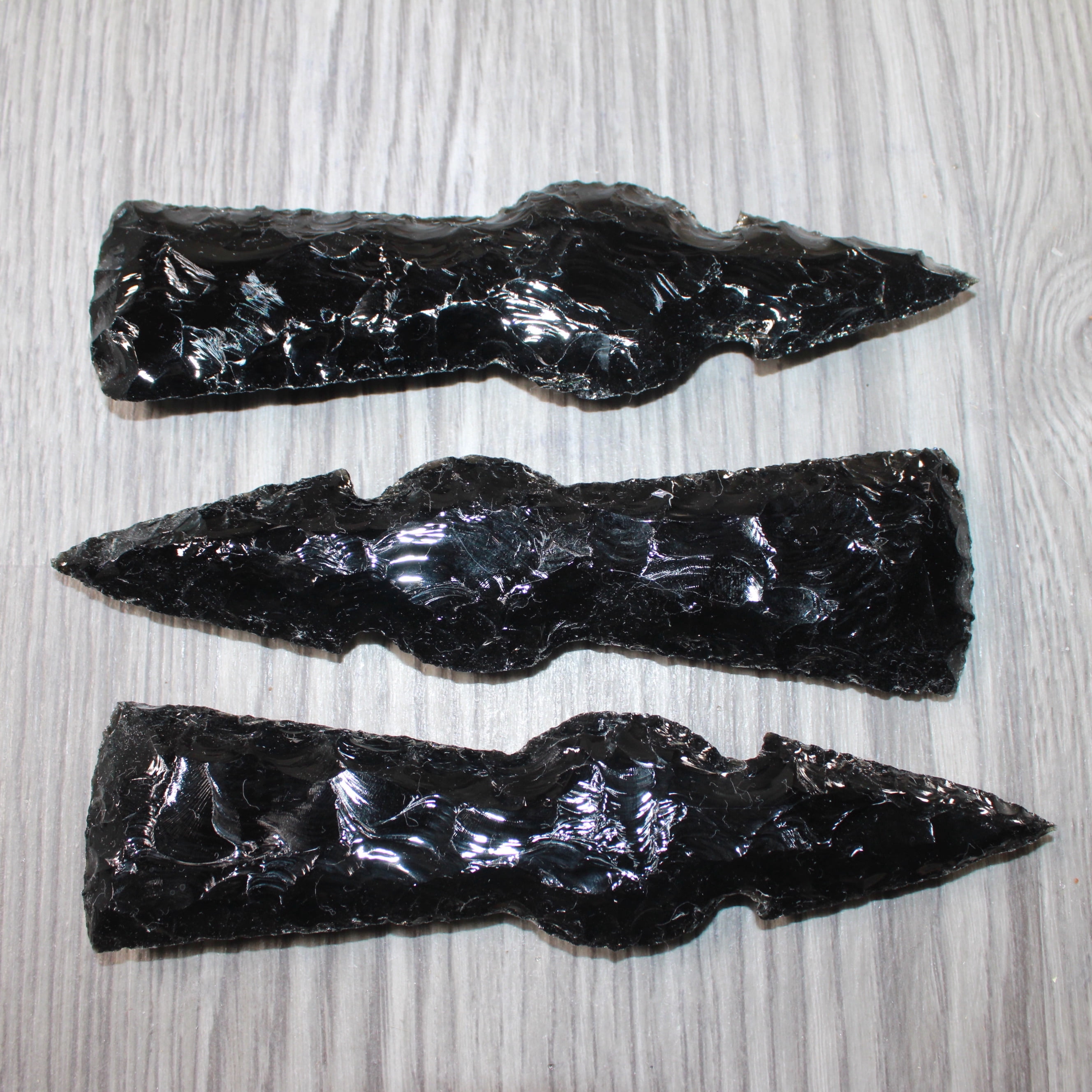 3 Obsidian Ornamental Tomahawk Heads  #6764    Axe Hatchet Ax