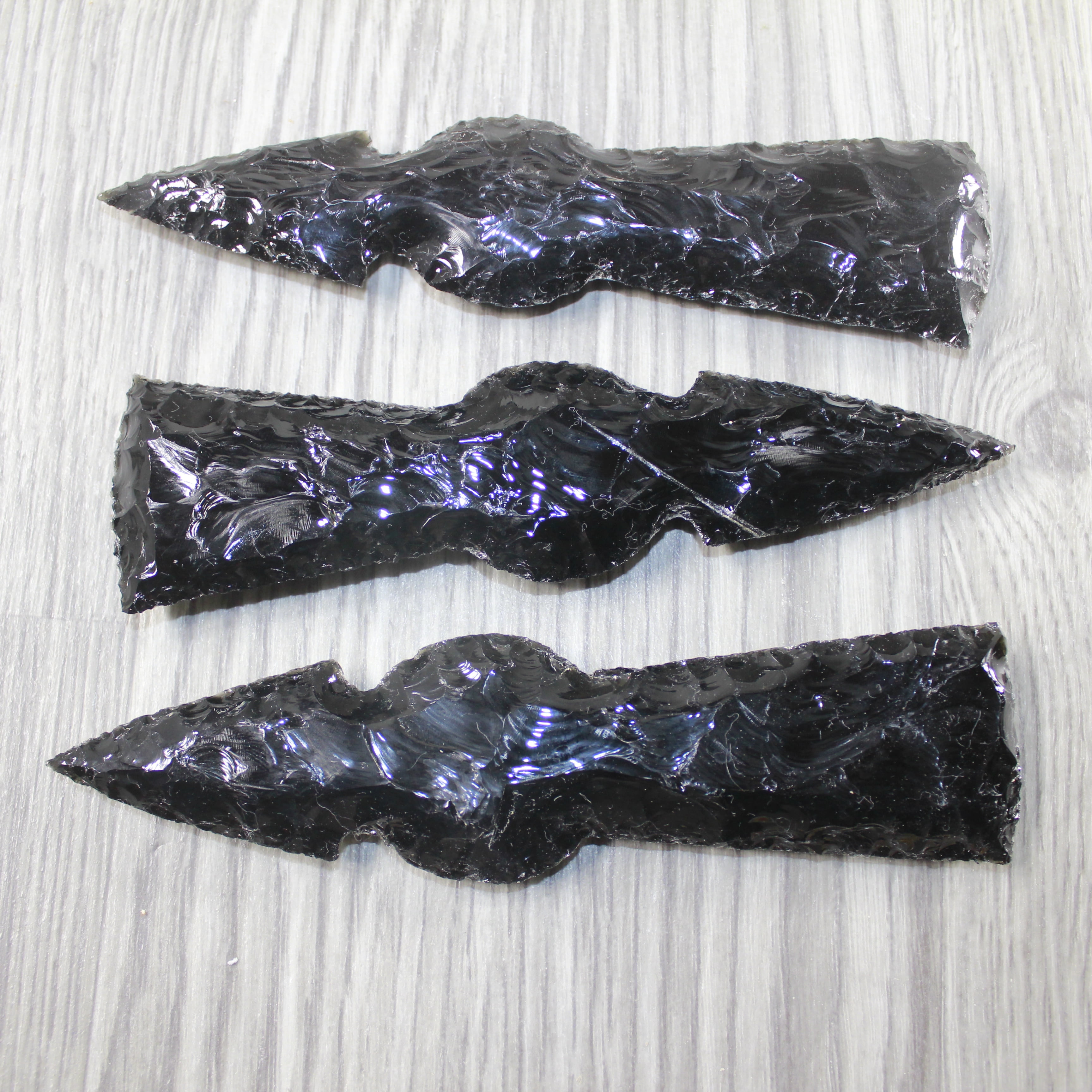 3 Obsidian Ornamental Tomahawk Heads #7444  Ax Axe Hatchet