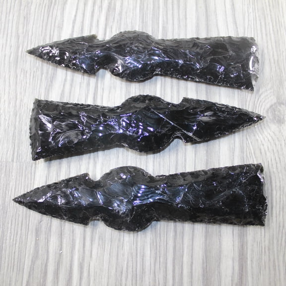 3 Obsidian Ornamental Tomahawk Heads #7444  Ax Axe Hatchet