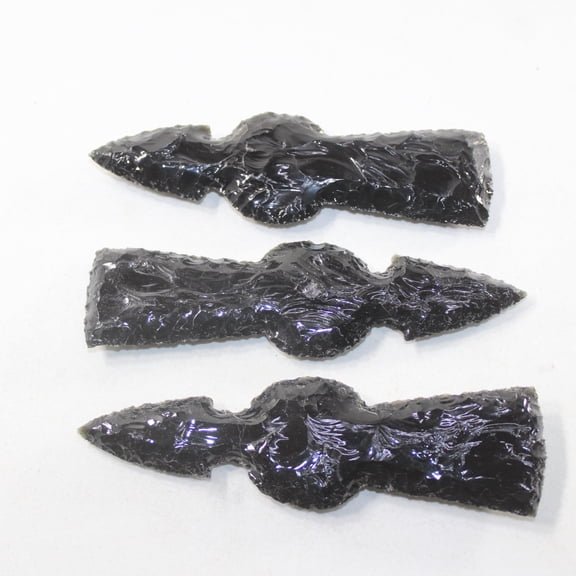 3 Obsidian Ornamental Tomahawk Heads #8125 Ax Axe Hatchet