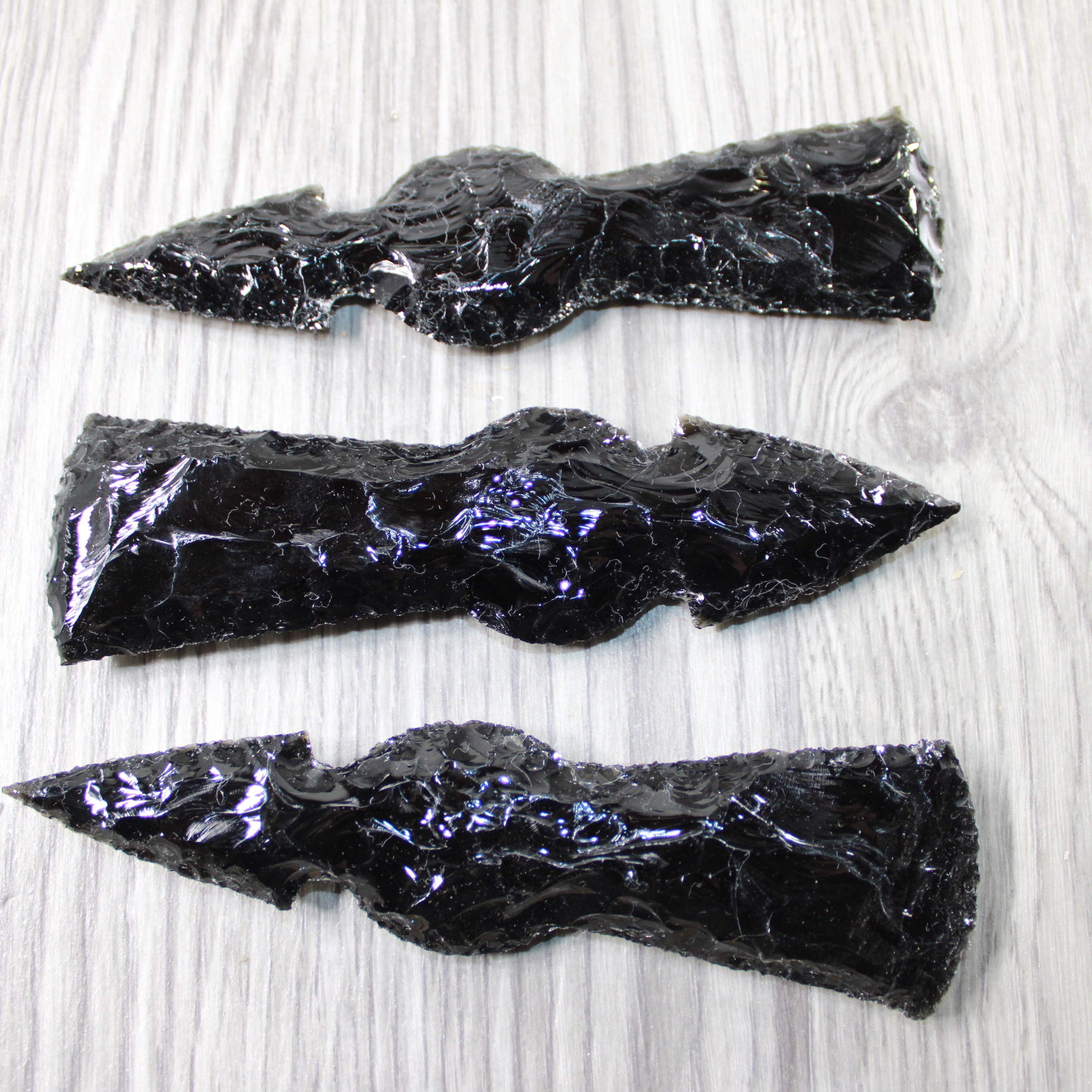 3 Obsidian Ornamental Tomahawk Heads #974-1  Ax Axe Hatchet