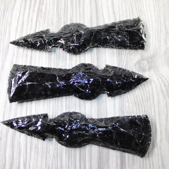 3 Obsidian Ornamental Tomahawk Heads #974-1  Ax Axe Hatchet