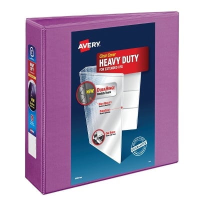 3" One Touch EZD Rings 670 Sheet Capacity Heavy Duty View Binder - Orchid: Polypropylene, 4 Pockets, D Rings