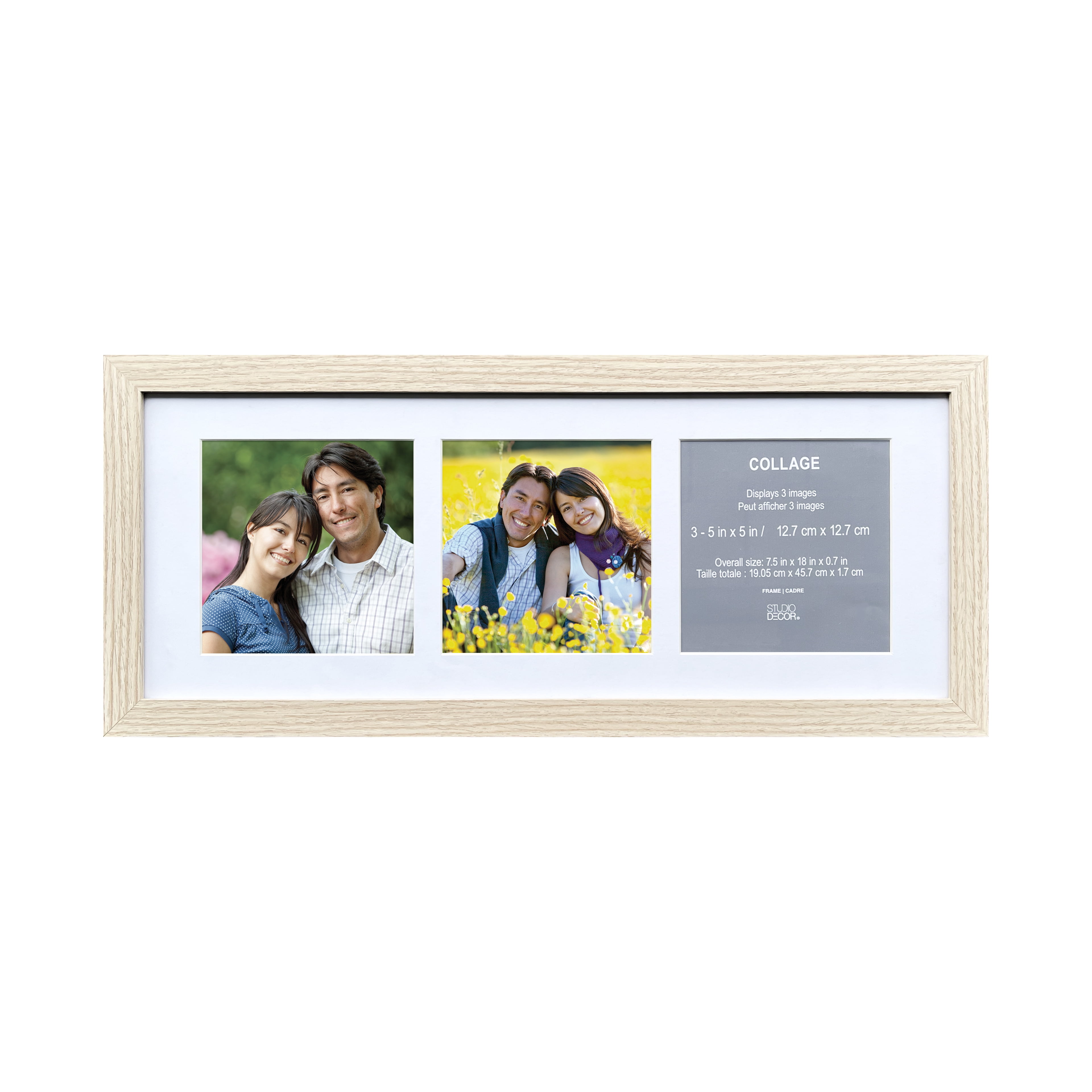 Natural Woodgrain Collage Picture Frame with White Mat