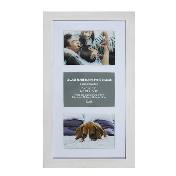 Studio Decor 3 Opening 5" x 7" White Collage Frame with Mat