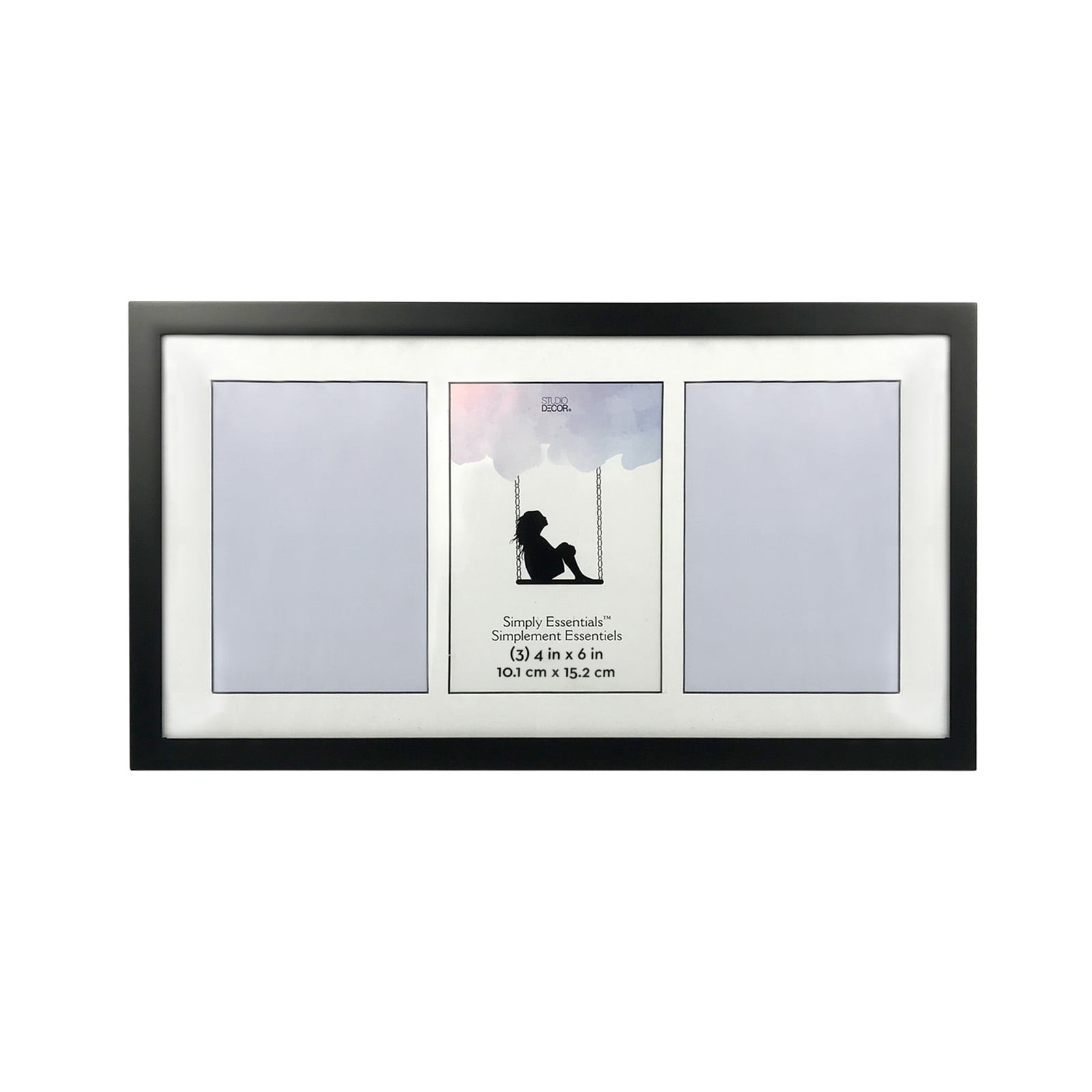 Black 4" x 6" MDF and Glass Collage Frame with White Mat