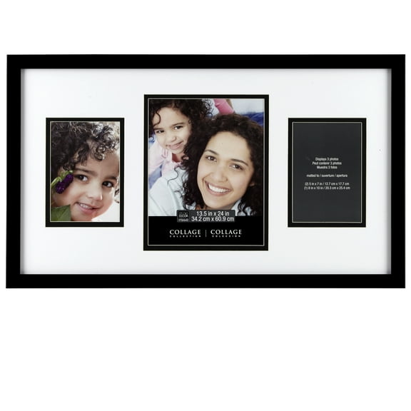 3 Opening Black Collage Picture Frame by Studio Decor - Includes Pre-attached Hanging Hardware - Horizontal or Vertical Display - 1 Pack