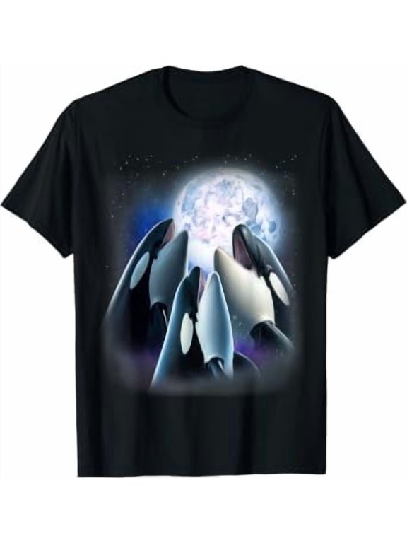 3 Orcas Howling At The Moon Funny Killer Whale Orca Lover T-Shirt