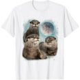 3 Otter Moon Howling Otter Head Funny For Men Women Kid TShirt