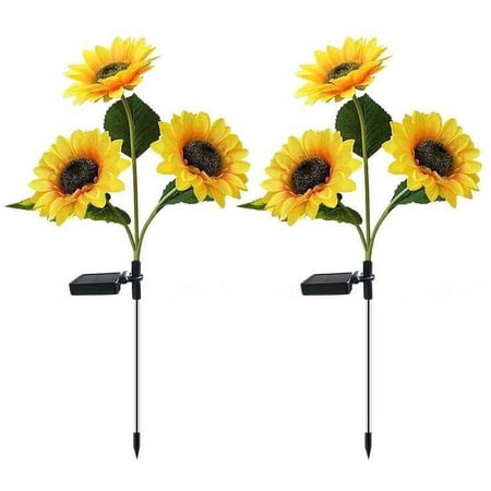 3 Outdoor Garden Sunflower Solar Lights Upgrade LED Yard Path Landscape Light