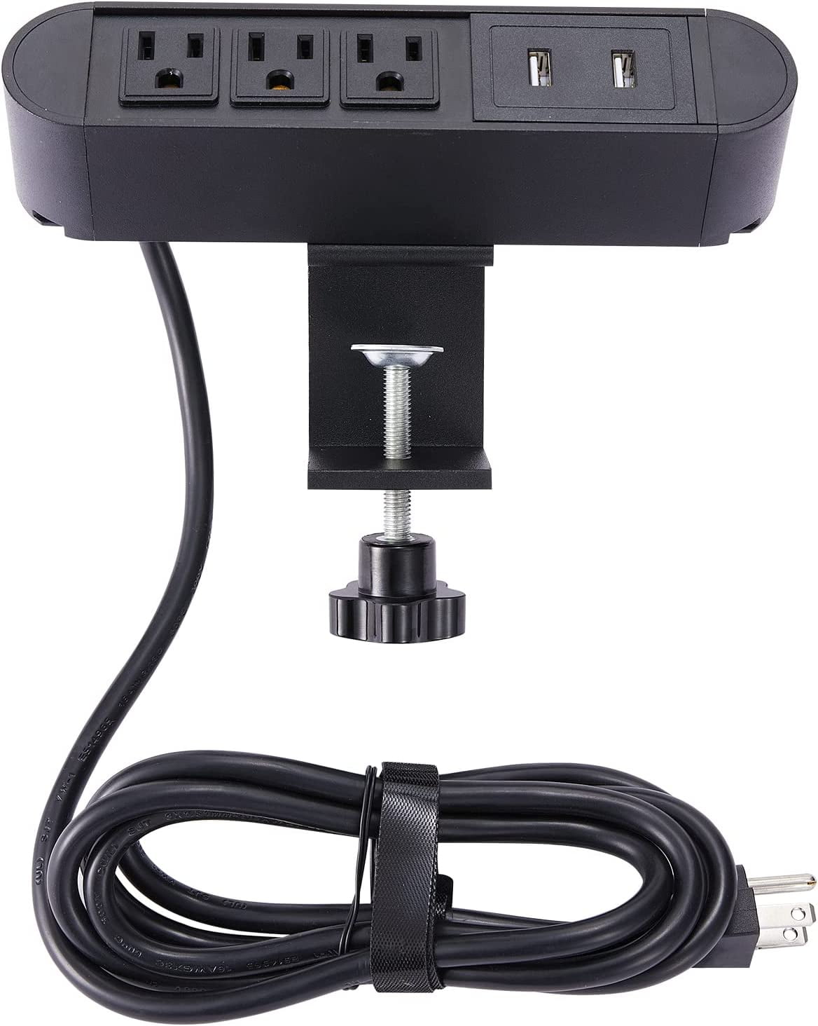 3 Outlet Desk Clamp Power Strip, Desk Outlets with USB Port 2.4A