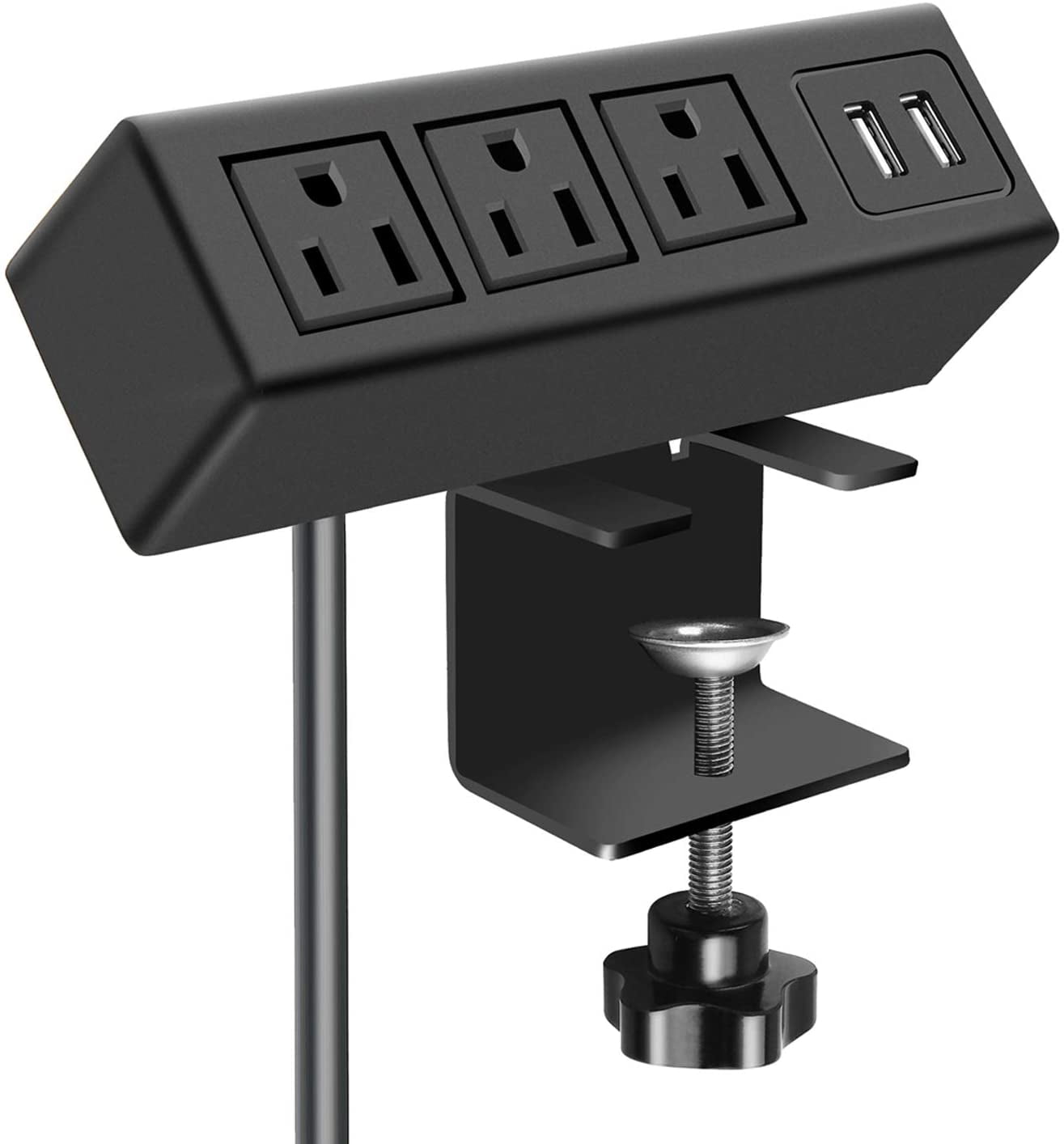 3 Outlet Desk Clamp Power Strip, Desktop Power Strip with USB Ports