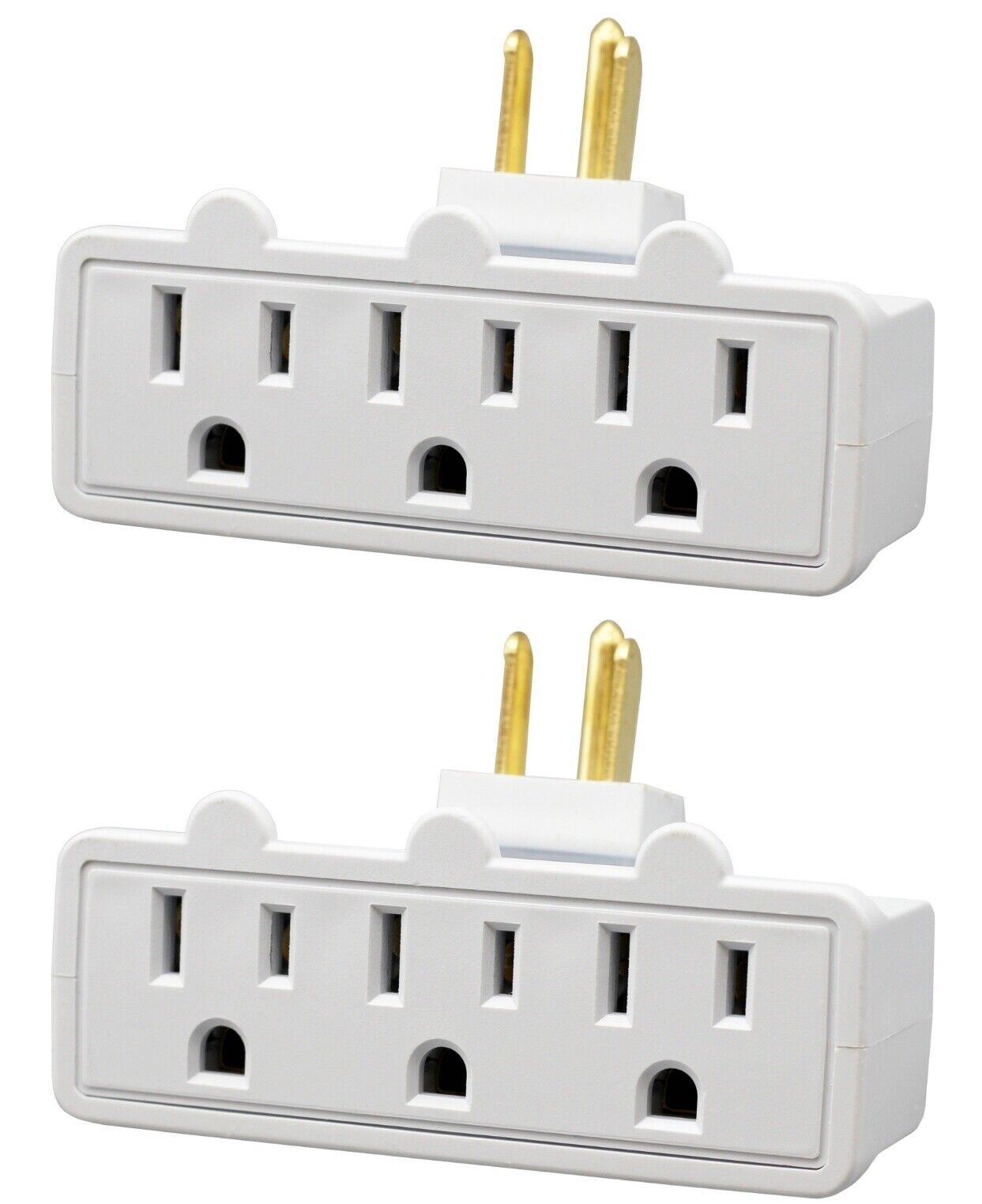 3 Outlet Grounded Swivel Wall Tap Splitter with 180° Rotating Plug - 2 ...