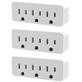 thumbnail image 1 of 3 Outlet Grounded Wall Adapter - Splitter Extends 1 Outlet to 3 with Phone Securing Lip, Perfect for Travel | 3 Pack, 1 of 4