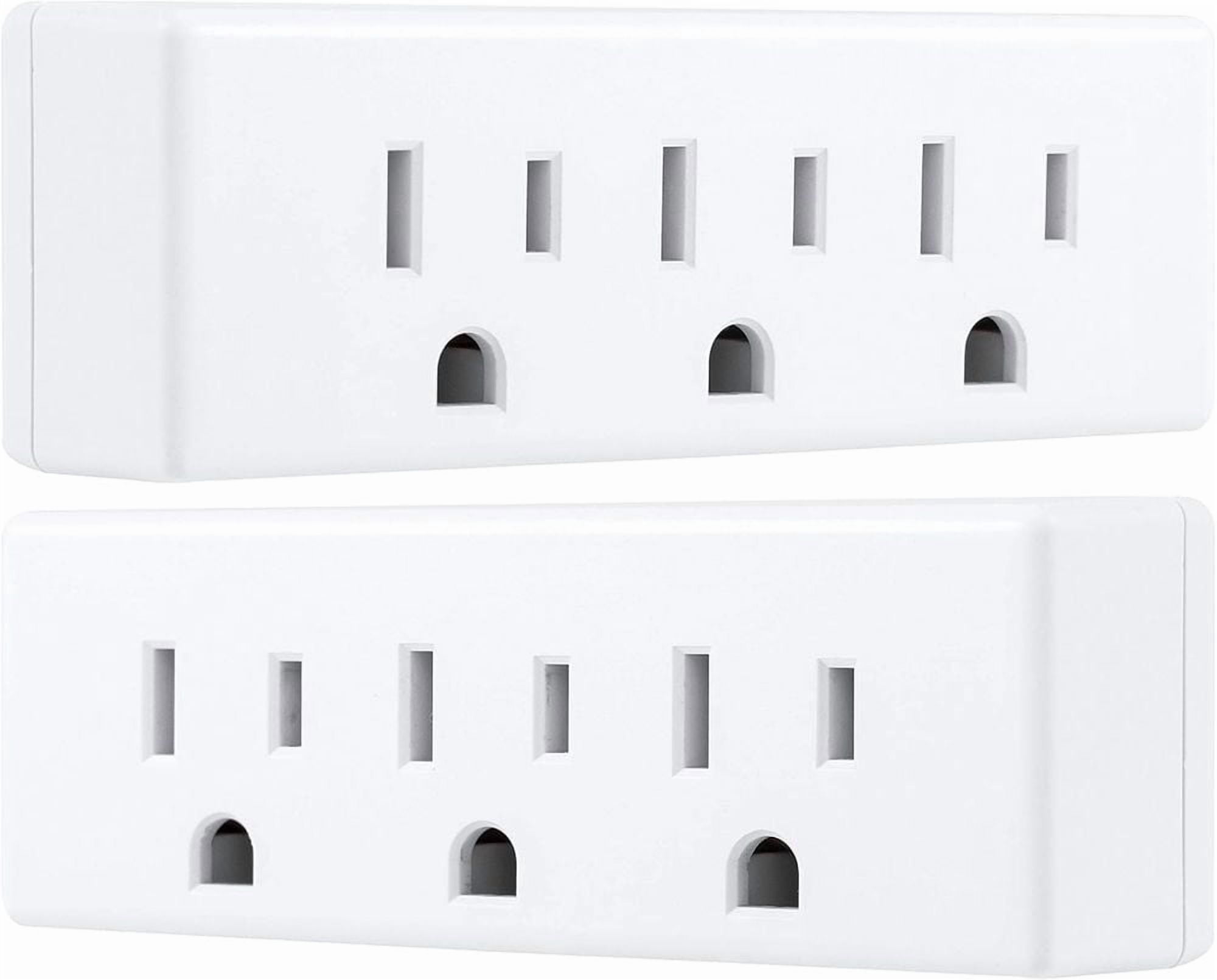 3-Outlet Grounded Wall Tap Extender 2 PacK 3-Prong Power Splitter Adapter UL Listed Multiple Plug Outlet for Home Office School Dorm White (SPS1630W/37)