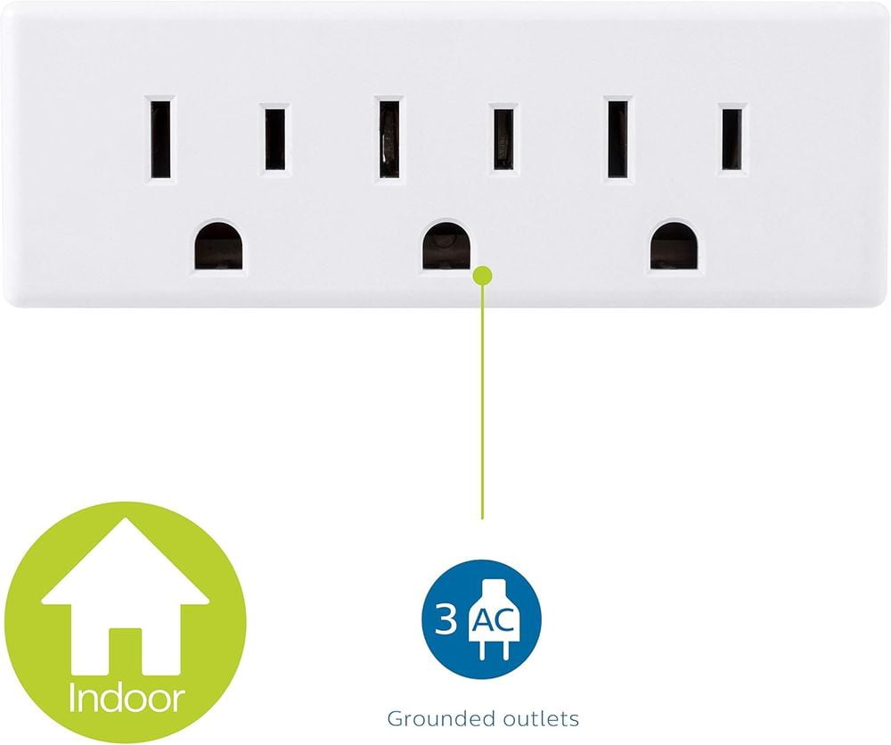 3-Outlet Grounded Wall Tap Extender (Pack of 10), 3-Prong Power Splitter Adapter UL Listed Multiple Plug Outlet for Home Office School Dorm & Cruise Essentials White (SPS1630W/37)