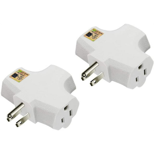 3-Outlet Grounding Adapter 2 Pack, Heavy-Duty Grounded Power Tap, UL ...