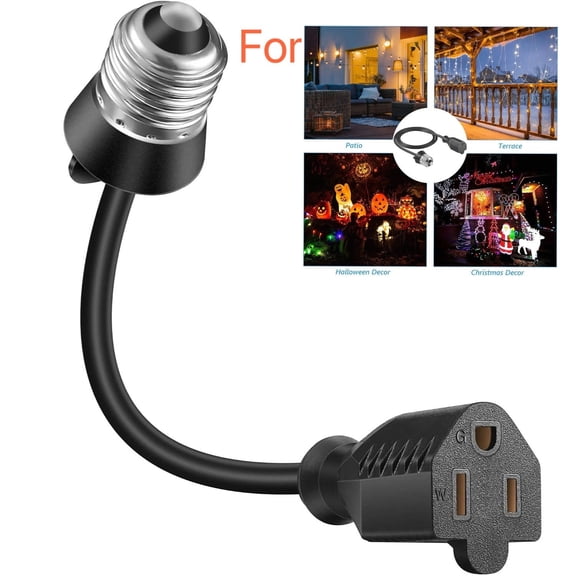 3 Outlet Light Socket Adapter Compatible with E26/E27 Compatible with Indoor Outdoor Porch Garage Patio