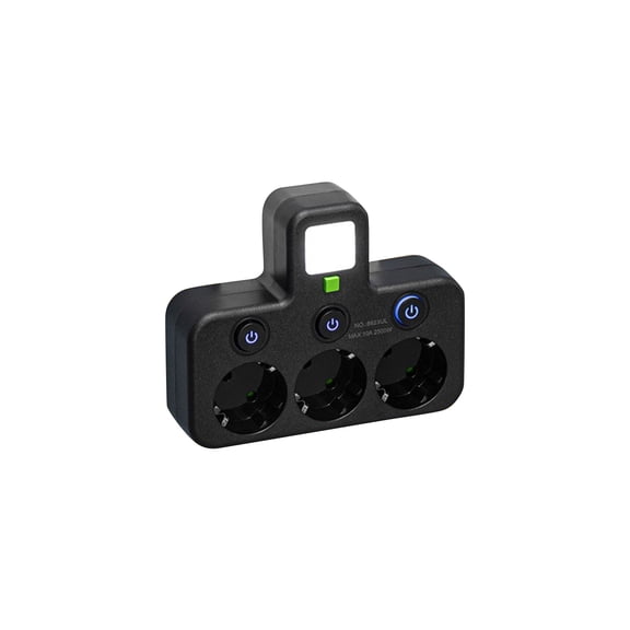 3 Outlet Smart Power Strip Multi-functional Charging Station for Electronics in Home and Office Black