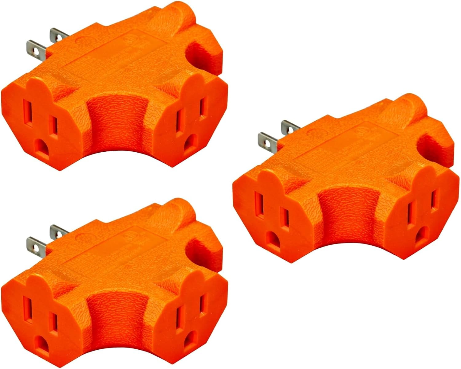 3 Outlet T Wall Plug Grounding Adapter Splitter Extender Triple Tap Durable Grounded Power Tap