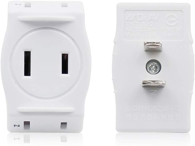 3 Outlet Wall Adapter Extender 2Prong Ungrounded Plug Indoor AC Mini