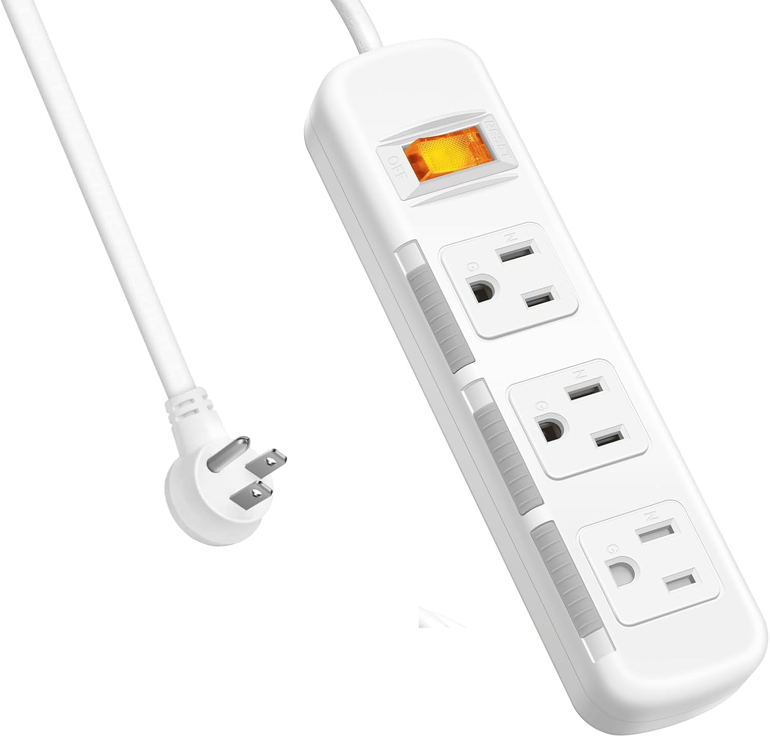 3 Outlets Power Strip Surge Protector Flat Plug, Extension Cord 10 ft 3 ...