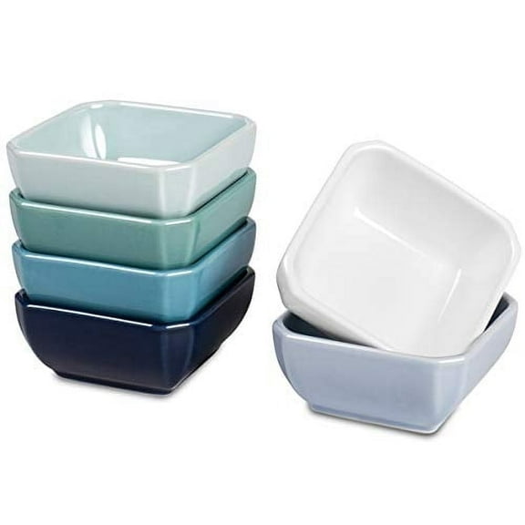 Delling 3 oz Ceramic Dipping Bowls Set - Soy Sauce Dishes for Sushi Tomato, BBQ-Chip - Set of 6,Colorful