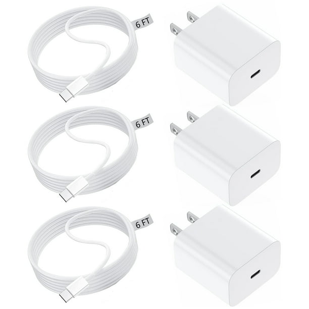 3PACK 20W USBC Power Adapter Fast Charging Wall Plug with USBC