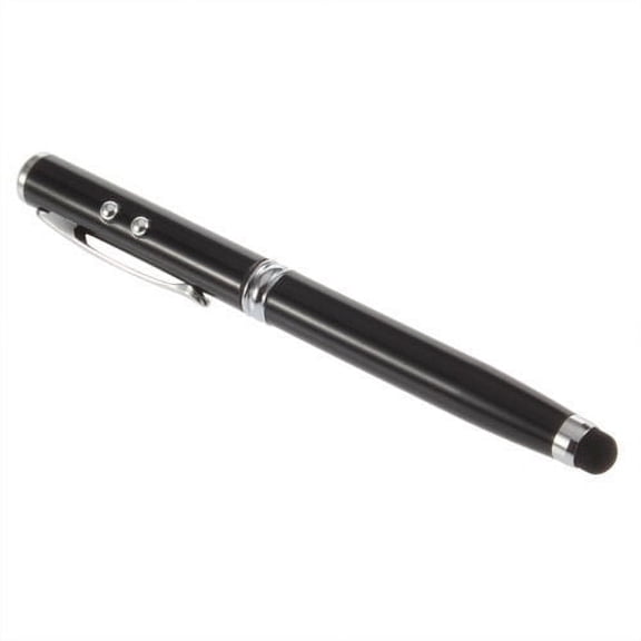 [3-PACK] 4-in-1 Touch Screen Stylus + Ballpoint Pen + LED Flashlight + Pointer For Smartphones Tablets PC Touch Screen [Black]