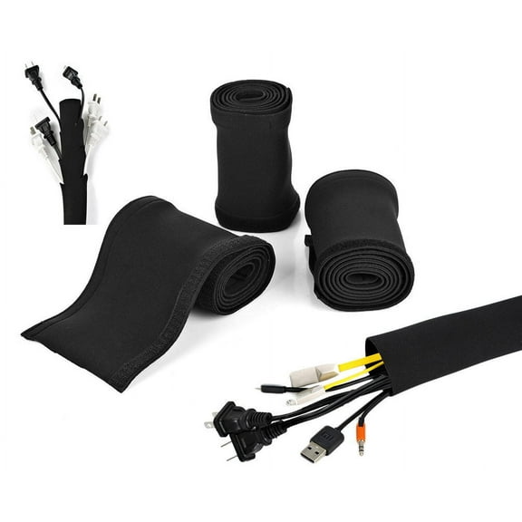 3 PACK 40" Cable Management Sleeve 120 Inches Neoprene Wire Cord Cover Organizer