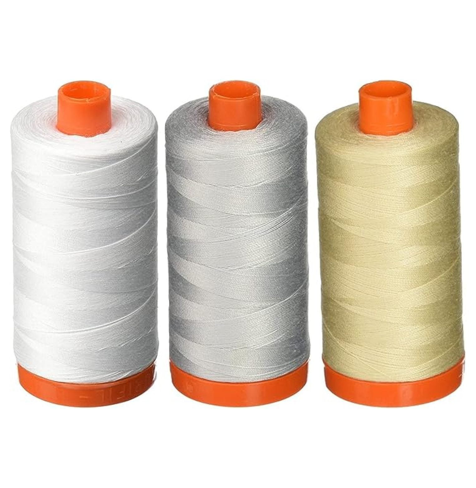 3-PACK - 50WT - White + Dove + Light Beige, Solid - Mako Cotton Thread - 1422Yds EACH