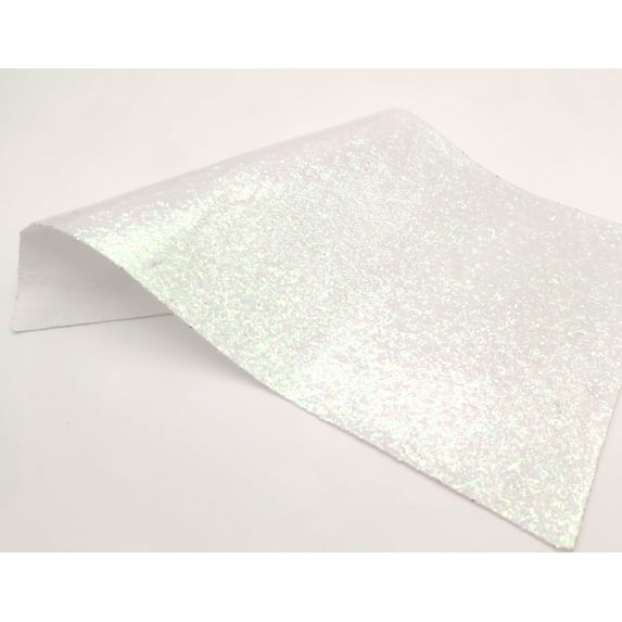 3 PACK 8x13 Inch (20cmx34cm) Chunky Glitter White A4 Bundle Leather Sheets Faux Leather Fabric for Bow Earring Making DIY Craft