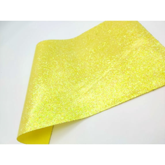 3 PACK 8x13 Inch (20cmx34cm) Chunky Glitter Yellow A4 Bundle Leather Sheets Faux Leather Fabric for Bow Earring Making DIY Craft