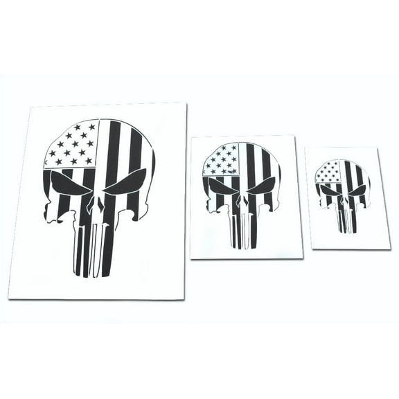 3 PACK American Flag Punisher Skull Airbrush Painting Truck Camo Stencil Set