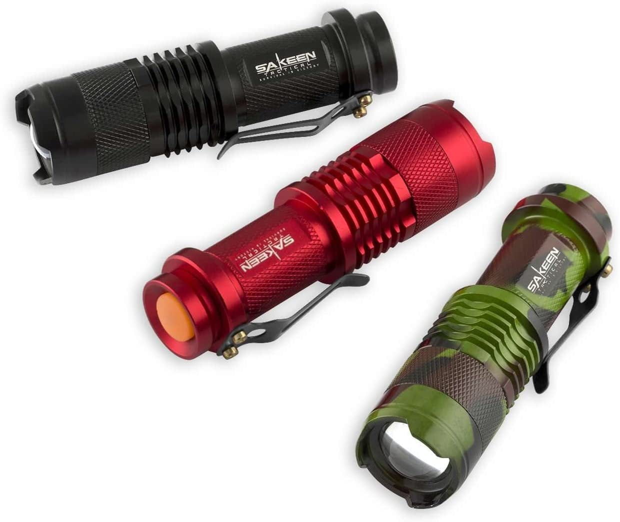 3 PACK Assorted color Tactical Mini LED Flashlights Heavy Duty