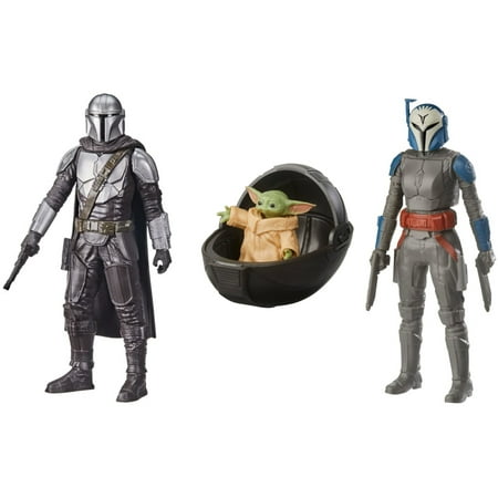 [3-PACK BUNDLE] - Star Wars 6 inch Action Figures - Mandalorian, Grogu, Bo Katan