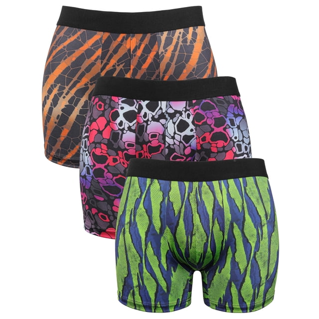 3 PACK Big and Tall Mens Boxer Briefs Scrawl Print Plus Size Underwear Comfy Moisture Wicking Boxers