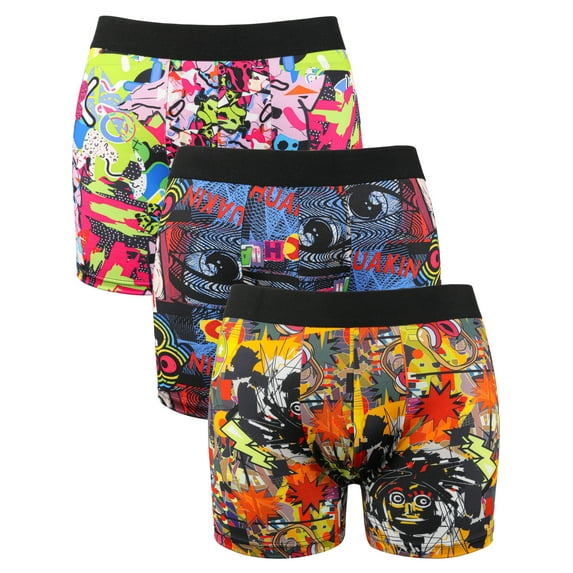 3 PACK Big and Tall Mens Boxer Briefs Scrawl Print Plus Size Underwear Comfy Moisture Wicking Boxers