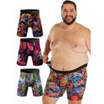 thumbnail image 1 of 3 PACK Big and Tall Mens Boxer Briefs Scrawl Print Plus Size Underwear With Fly Comfy Breathable Boxers, 1 of 5