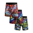 thumbnail image 1 of 3 PACK Big and Tall Mens Boxer Briefs Scrawl Print Plus Size Underwear With Fly Comfy Breathable Boxers, 1 of 5