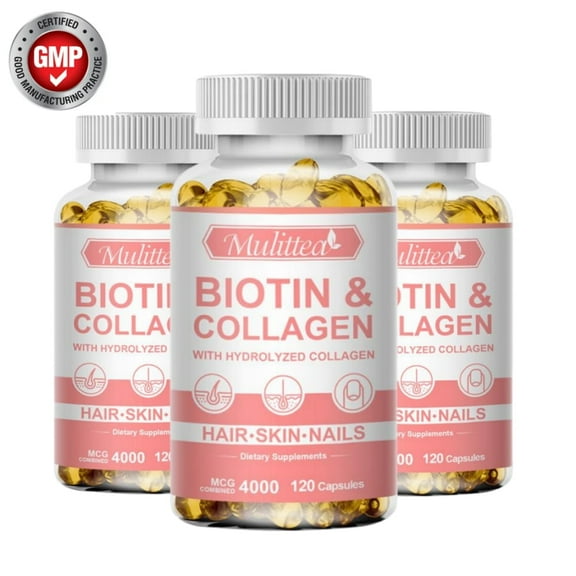 (3 PACK)Biotin with Collagen Supplement,Promotes Healthy Hair, Beautiful Skin, and Nail Support, Antioxidant Dietary Supplement,360 Tablets