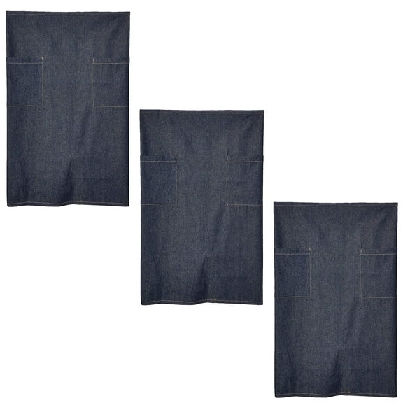 3-PACK Chef Code Apron 32" Long, Waist Tie Denim Apron