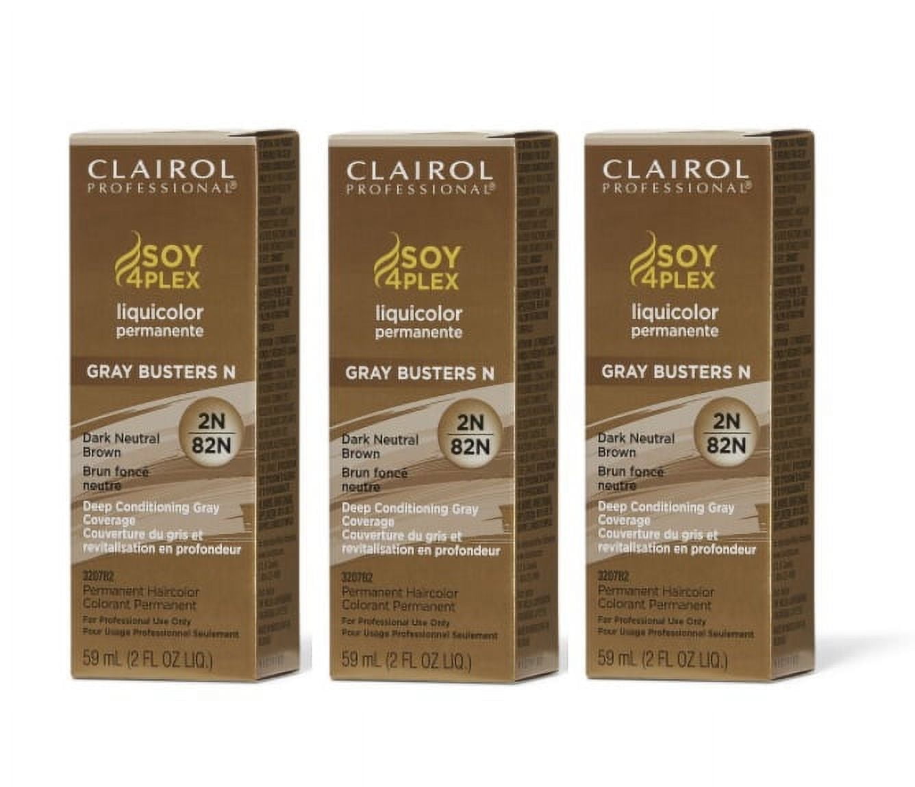 [3 PACK] Clairol Soy4Plex LiquiColor Permanent Hair Color [2N/82N Dark Neutral Brown] * BEAUTY TALK LA *