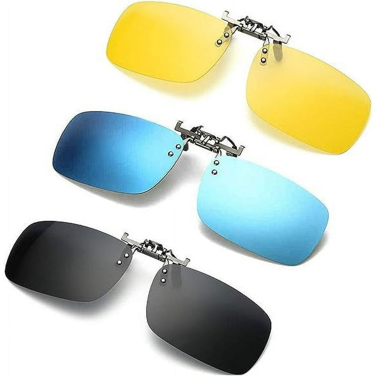 3 PACK Clip on Flip up Polarized Lens For Prescription Glasses UV Protection Sunglasses Over RX Eyeglasses
